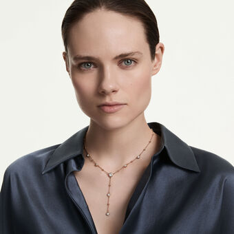swarovski imber y necklace  round cut  white  18k rose gold finish