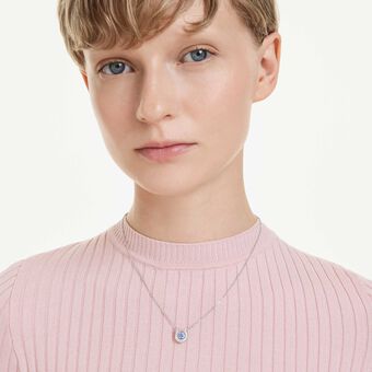 swarovski symbolica pendant  round cut  pav   horse shoe  blue  rhodium plated