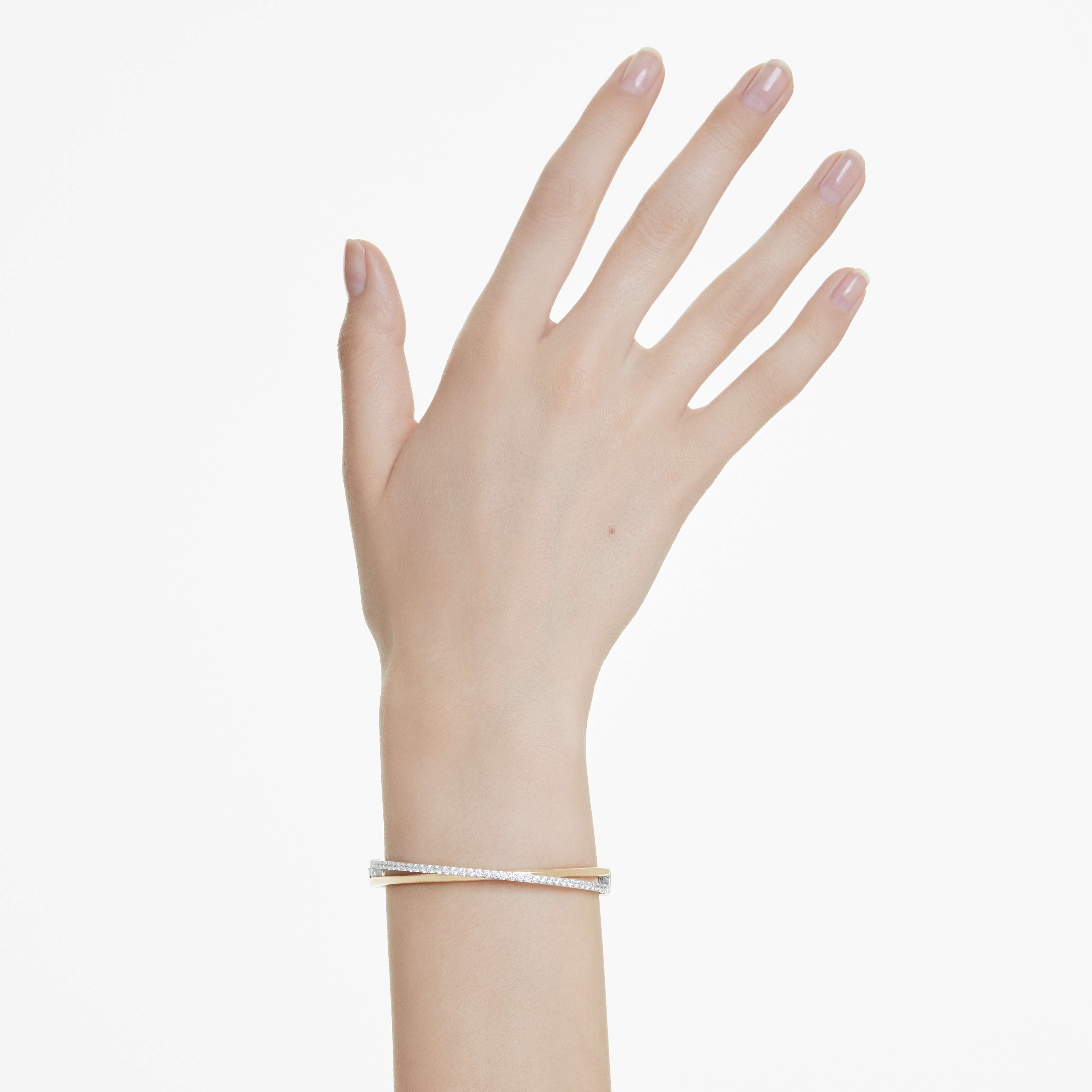 swarovski hyperbola bangle  round cut  white  mixed metal finish