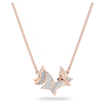 swarovski lilia necklace  butterfly  white  rose gold tone plated