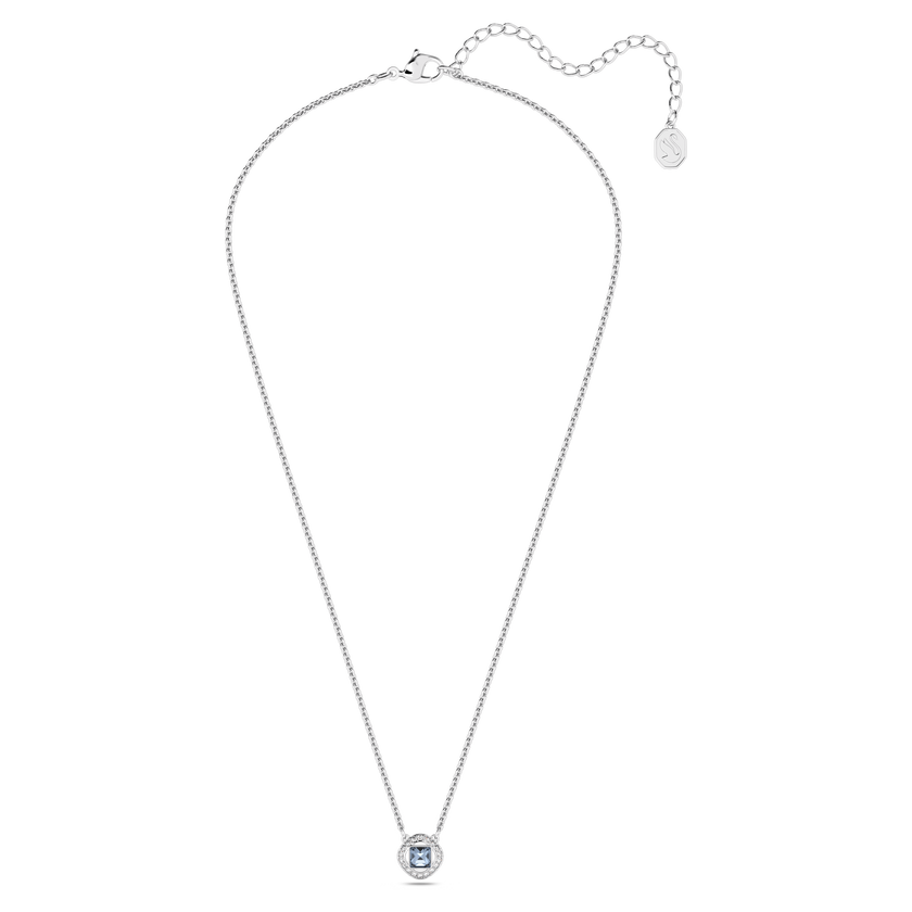 swarovski angelic necklace  square cut  blue  rhodium plated