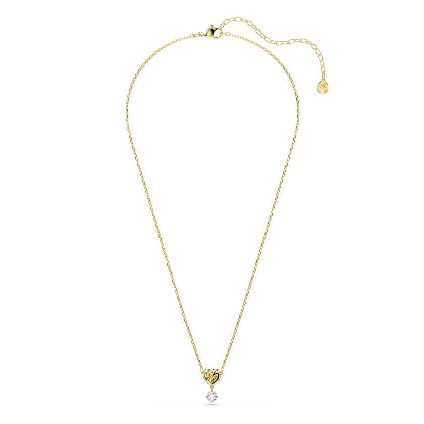 swarovski lifelong pendant  round cut  heart  white  gold tone plated