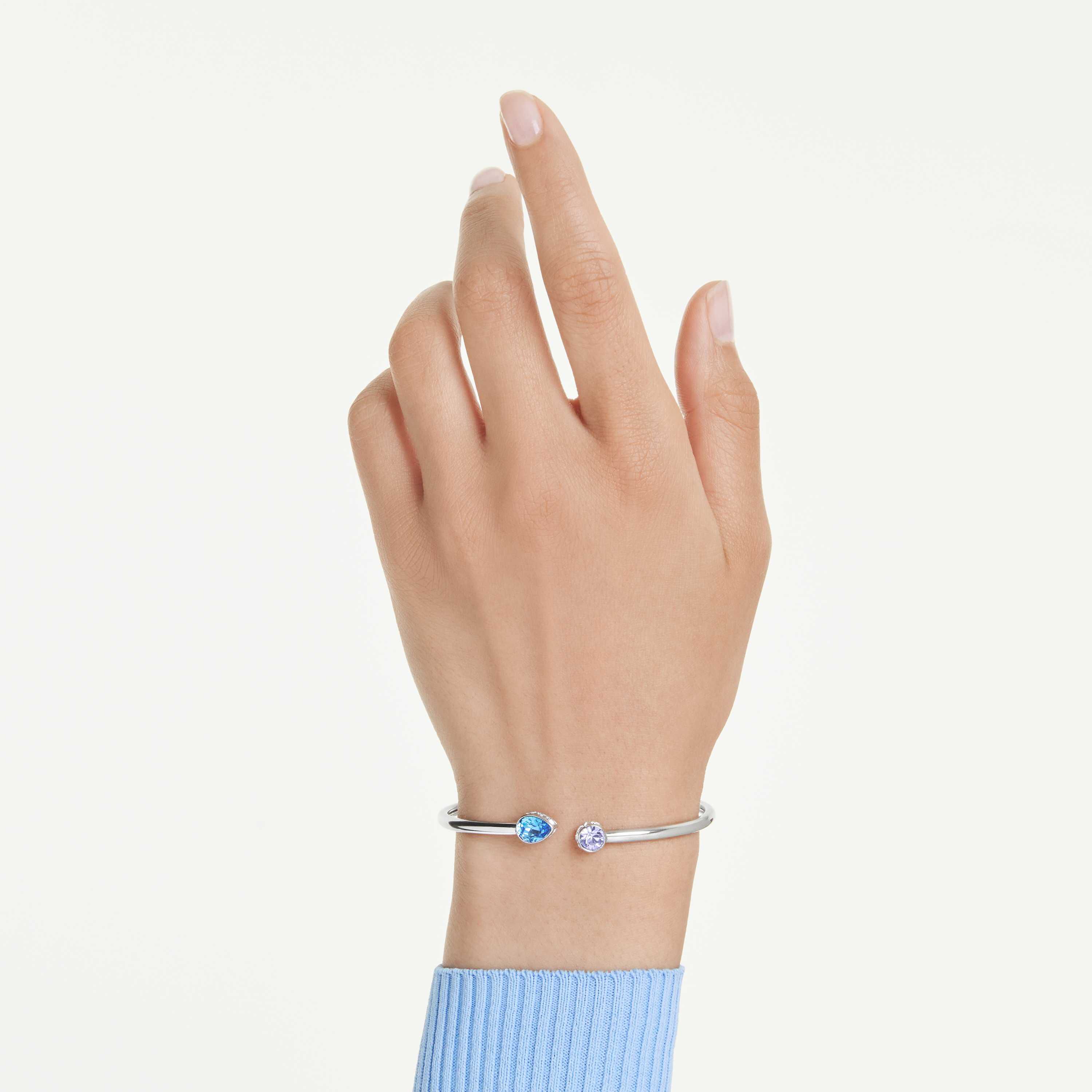 swarovski chroma bangle  mixed cuts  multicolored  rhodium plated