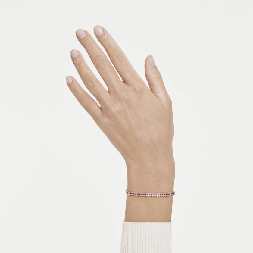 swarovski matrix bracelet  round cut  white  18k rose gold finish
