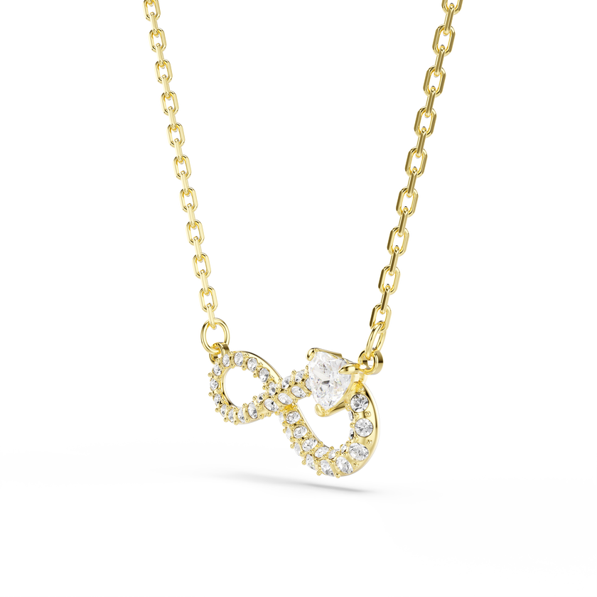 swarovski hyperbola necklace  heart cut  pav   infinity  white  gold tone plated