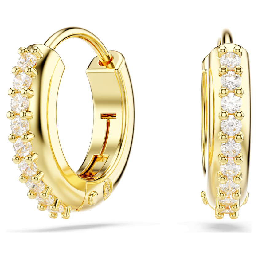 swarovski matrix hoop earrings  round cut  white  gold tone plated