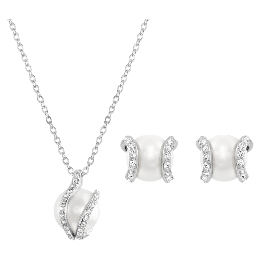swarovski nude set  white  rhodium plated