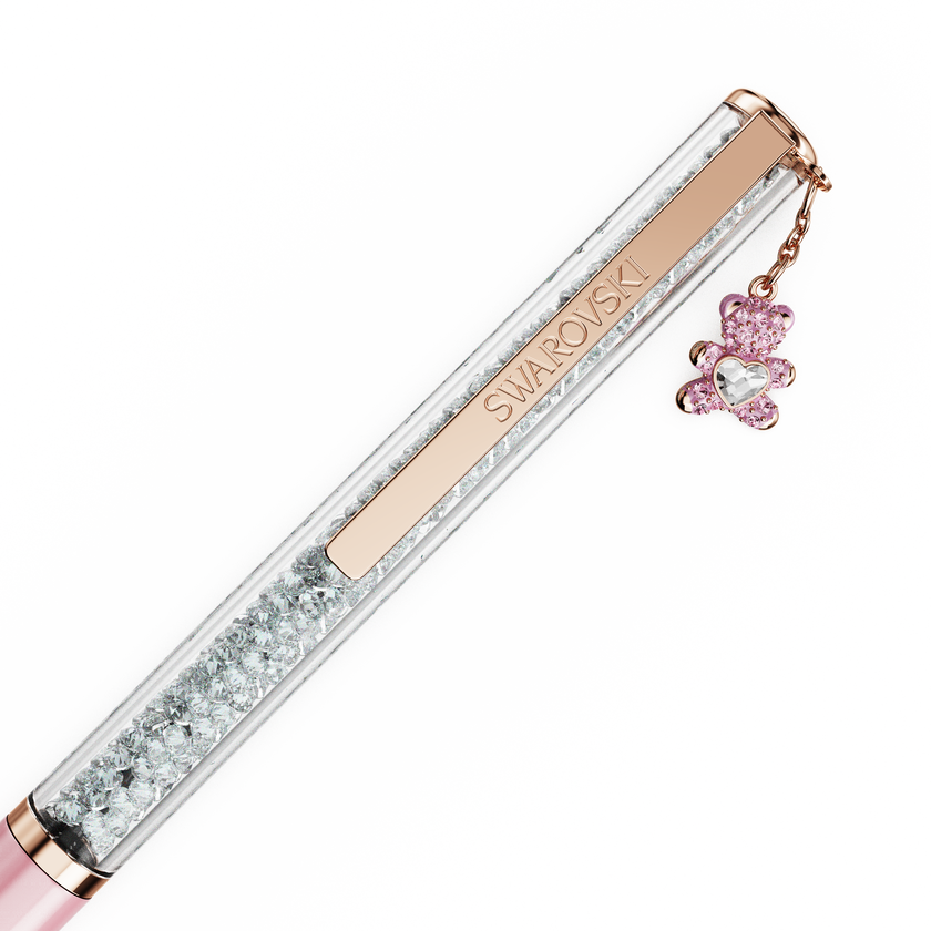 swarovski crystalline ballpoint pen  teddy  pink  pink lacquered  rose gold tone plated