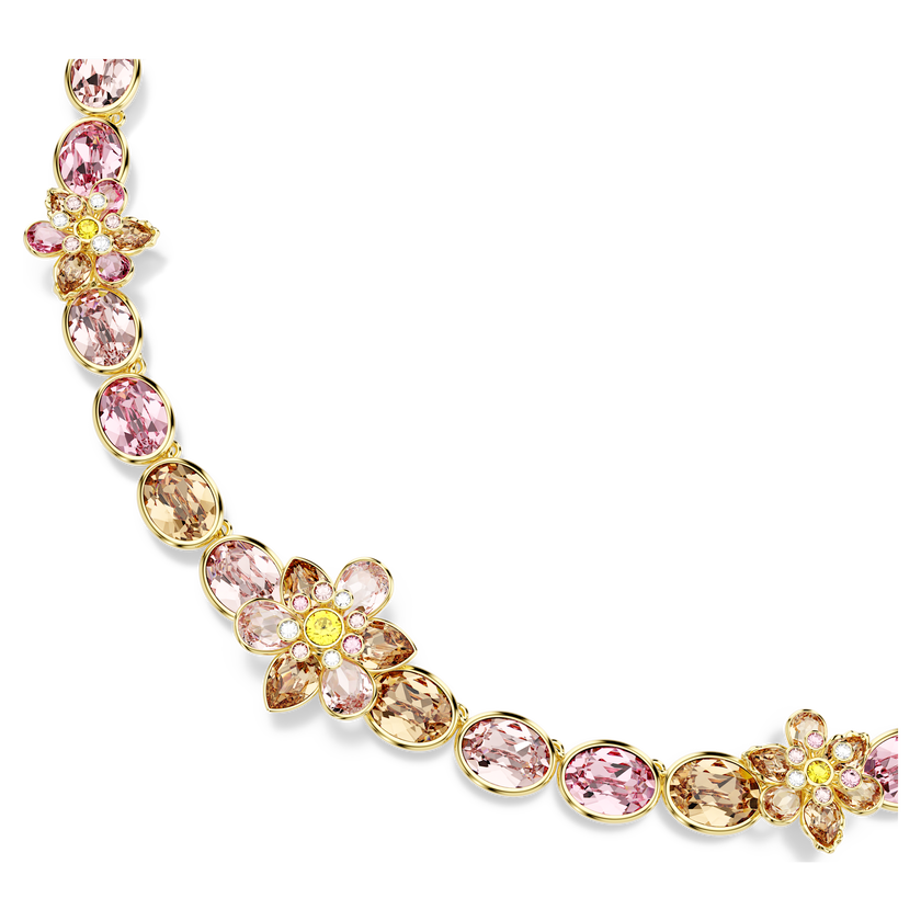 swarovski idyllia necklace  mixed cuts  flower  multicolored  gold tone plated