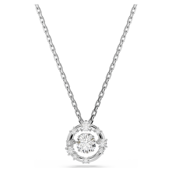 swarovski constella pendant  round cut  dancing stone  white  rhodium plated