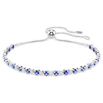 Matrix Tennis bracelet, Mixed round cuts, Blue, Rhodium plated swarovski matrix tennis bracelet  mixed round cuts  blue  rhodium plated