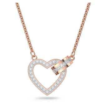 swarovski lovely necklace  heart  white  rose gold tone plated