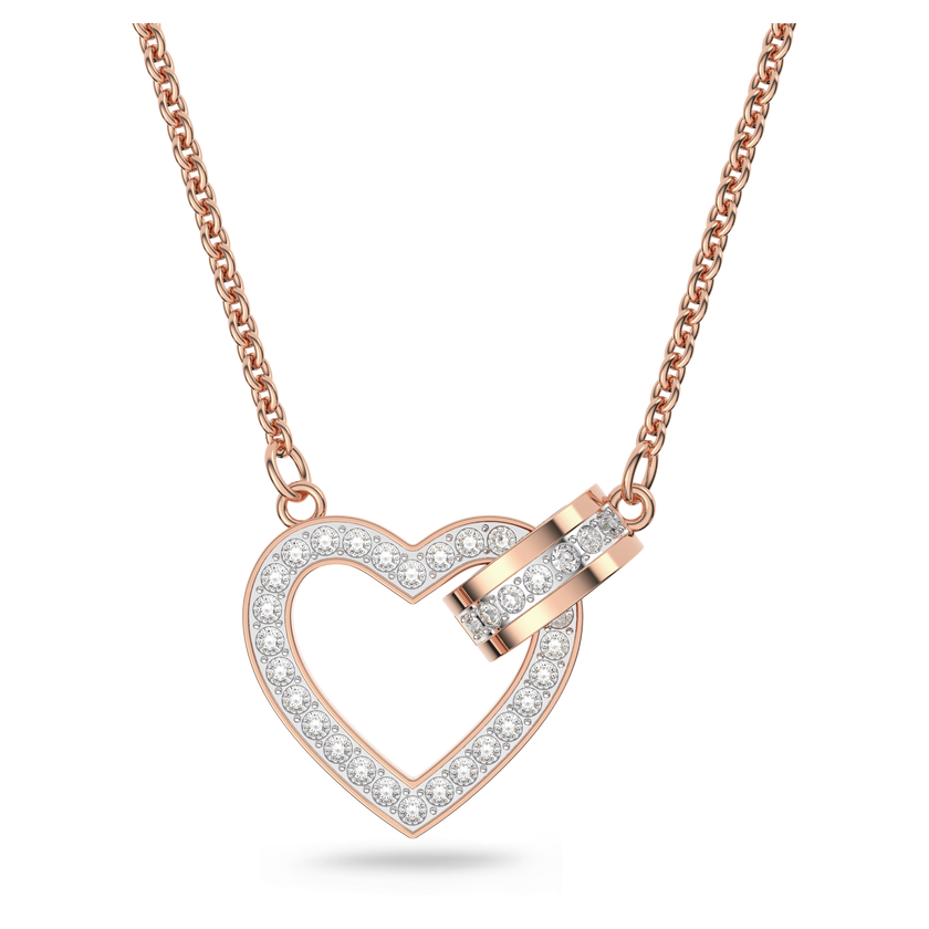 swarovski lovely necklace  heart  white  rose gold tone plated