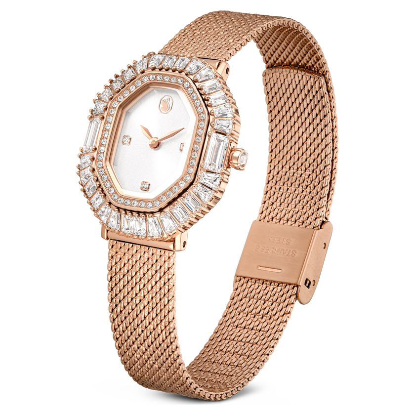 swarovski matrix octagon watch  metal bracelet  rose gold tone  rose gold tone finish