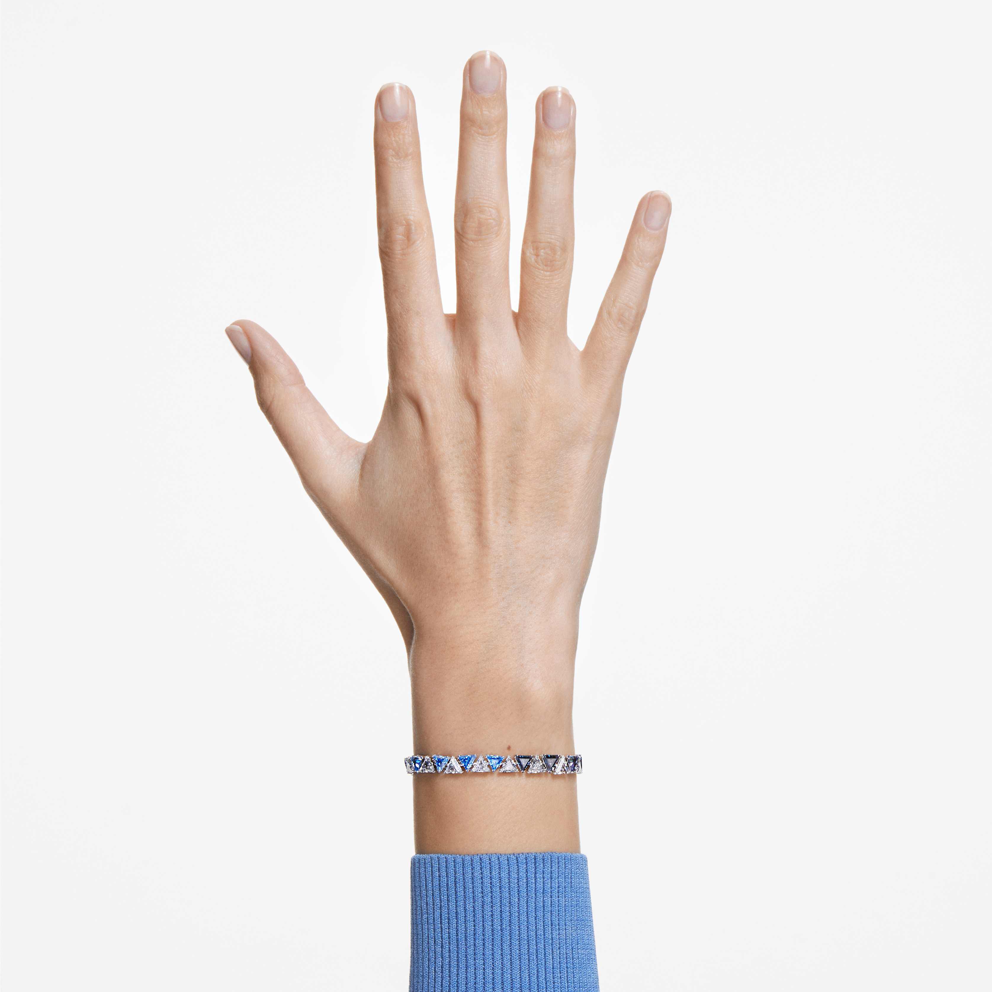 海外限定スパイク販売 Swarovski Triangle bracelet, Millenia Swarovski Buy zirconia, plated  Rhodium Blue, 置物