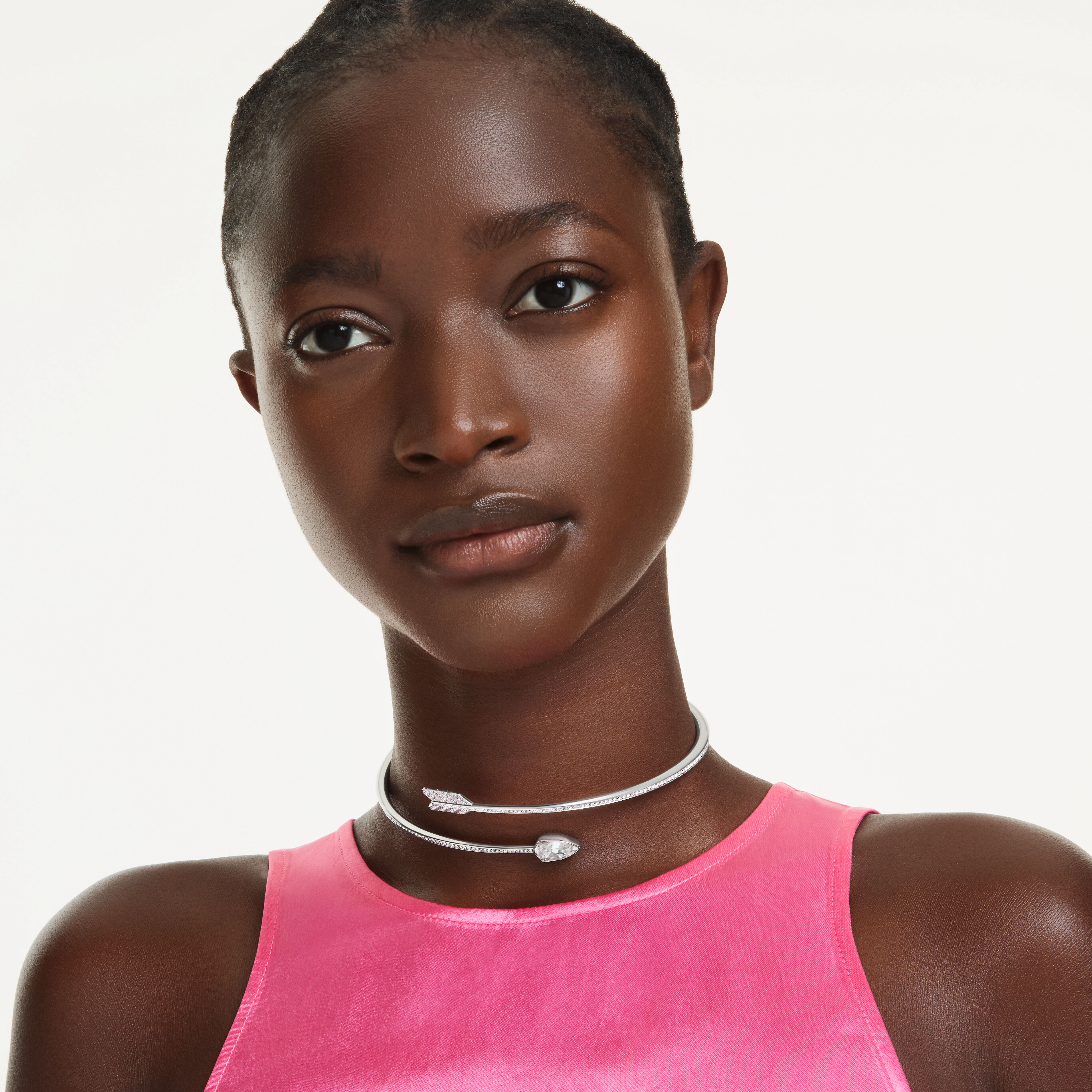 swarovski idyllia choker  mixed cuts  arrow  white  rhodium plated