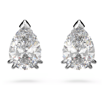 swarovski stilla stud earrings  pear cut  white  rhodium plated