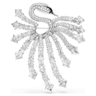 swarovski vienna brooch  mixed cuts  swan  white  rhodium plated