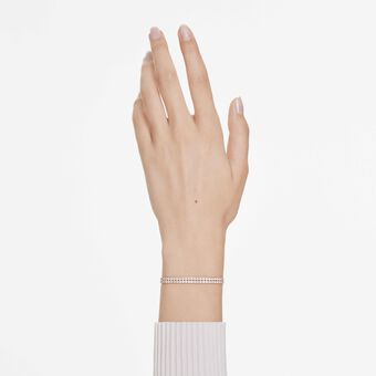 swarovski matrix tennis bracelet  round cut  white  18k rose gold finish