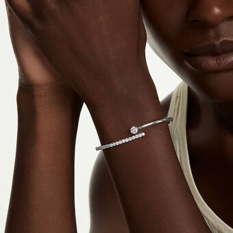 swarovski matrix bangle  round cut  white  rhodium plated