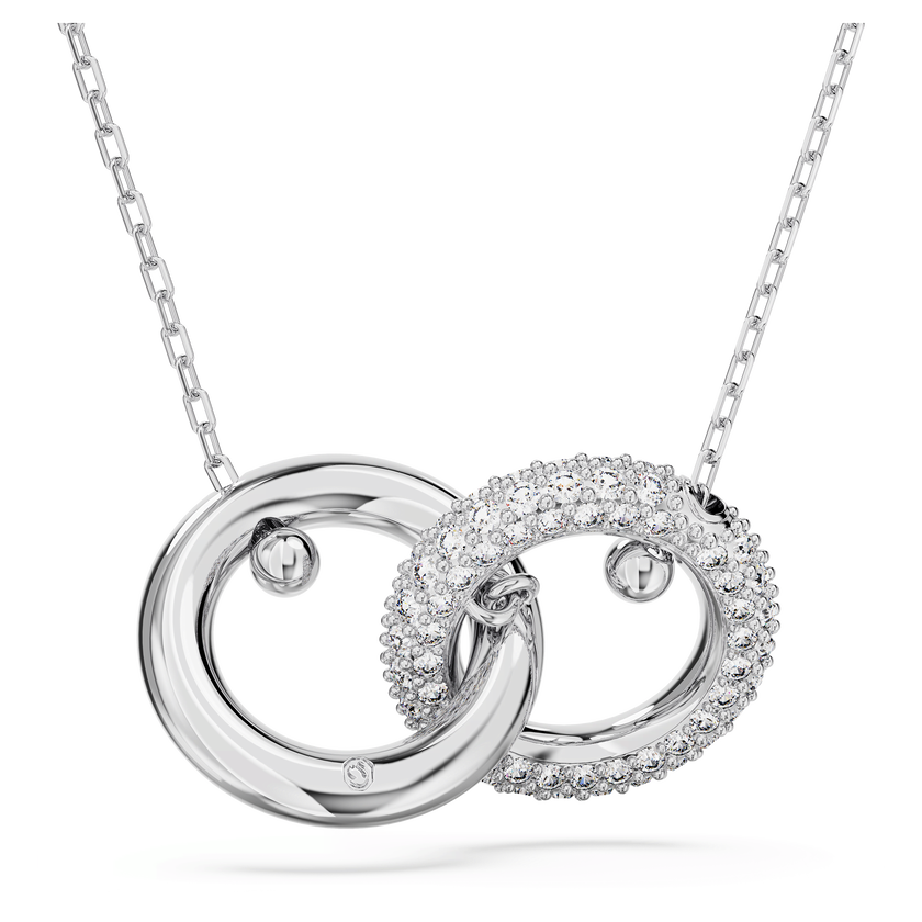 swarovski dextera pendant  interlocking loop  white  rhodium plated