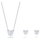 swarovski attract set  heart  white  rhodium plated