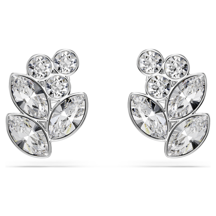 swarovski diapason stud earrings  mixed cuts  white  rhodium plated