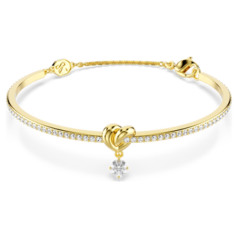 swarovski lifelong bangle  round cut  heart  white  18k gold finish