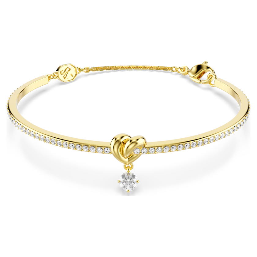 swarovski lifelong bangle  round cut  heart  white  18k gold finish