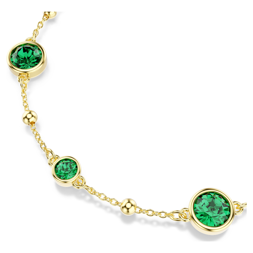 swarovski imber bracelet  round cut  green  gold tone plated