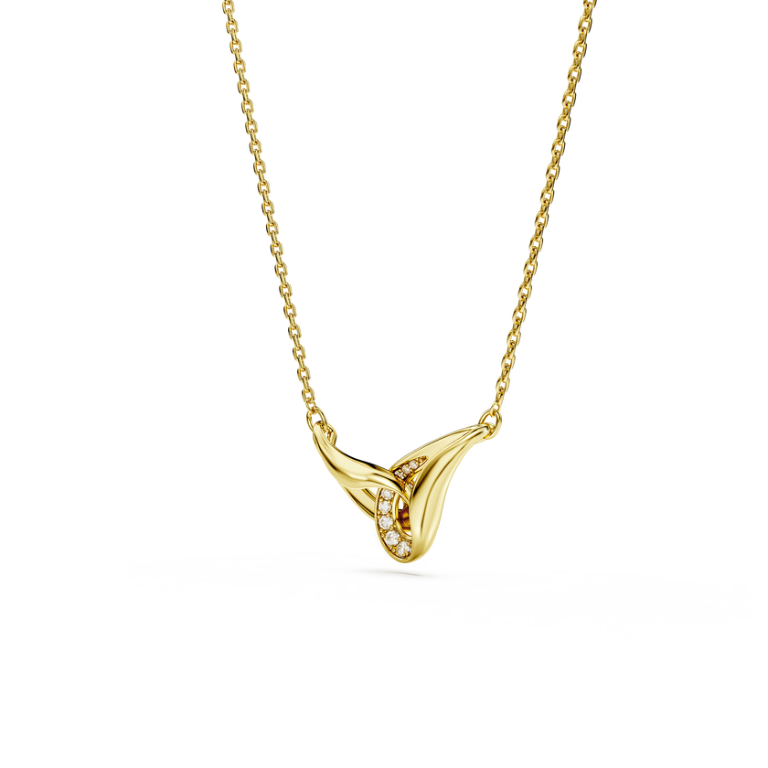 swarovski classica pendant  round cut  interlocking  white  sterling silver  18k gold finish