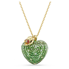 swarovski idyllia pendant  mixed cuts  apple  green  gold tone plated