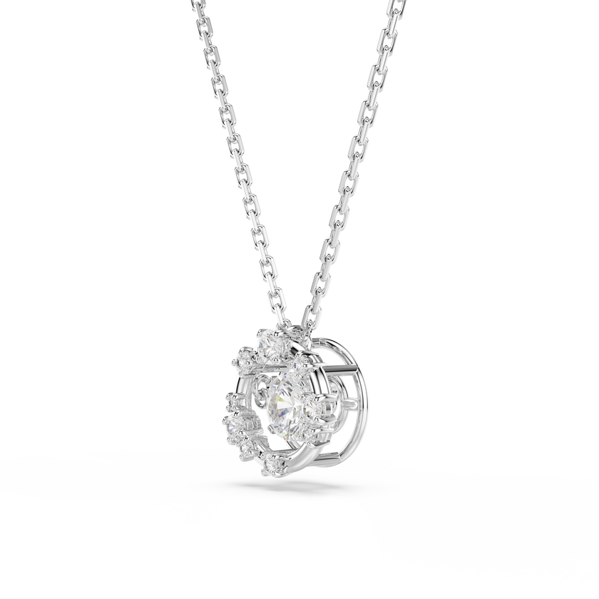 swarovski constella pendant  round cut  dancing stone  white  rhodium plated