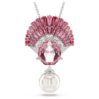 swarovski idyllia pendant mixed cuts crystal pearl shell pink rhodium plated