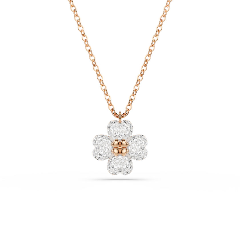 swarovski latisha pendant  pav   clover  multicolored  18k rose gold finish