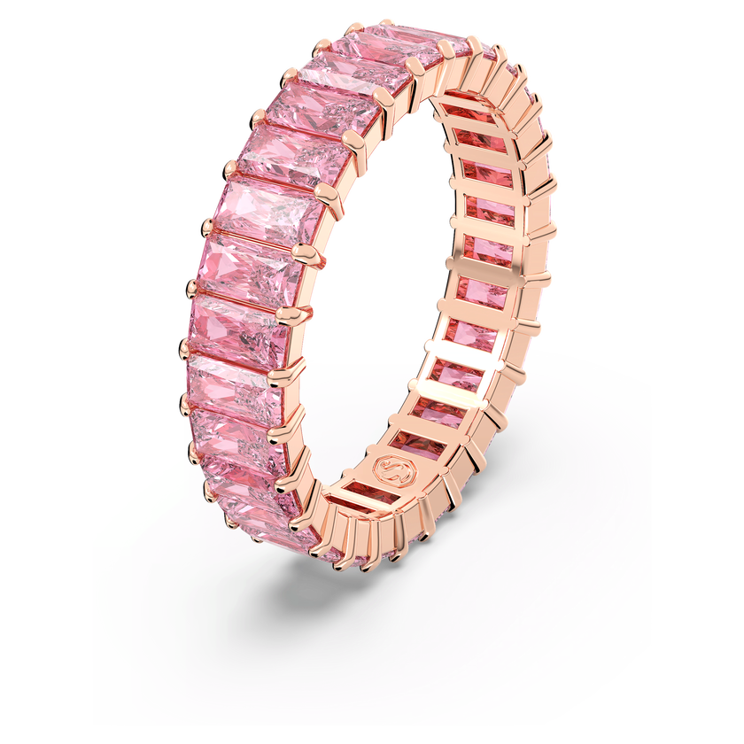 swarovski matrix ring  baguette cut  pink  18k rose gold finish