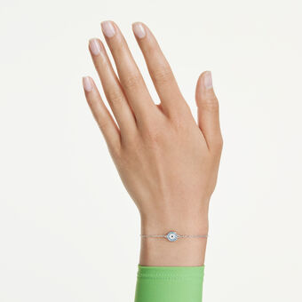 swarovski luckily bracelet  pav   eye  blue  rhodium plated