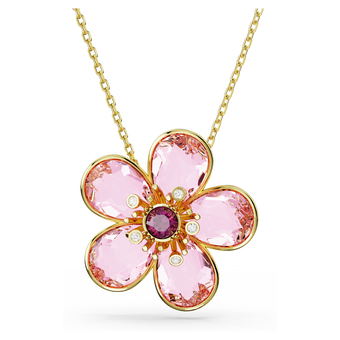 swarovski idyllia pendant flower small pink gold tone plated