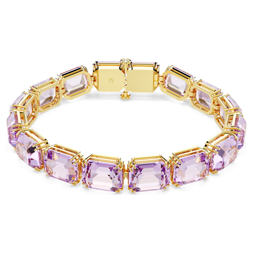 swarovski millenia tennis bracelet  octagon cut  purple  gold tone plated