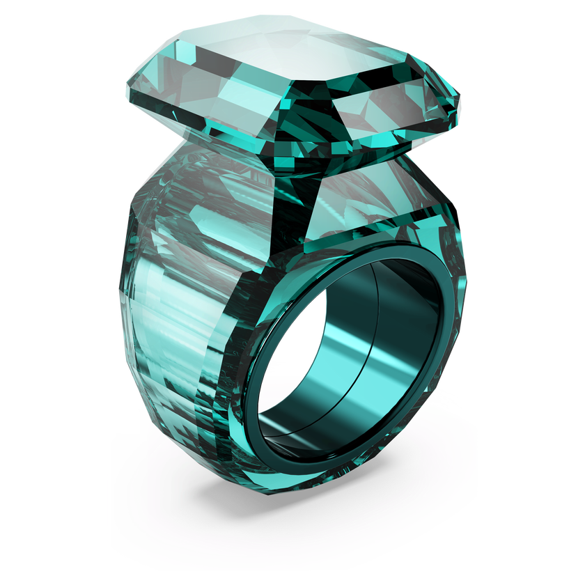 swarovski lucent cocktail ring  octagon cut  green