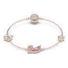 swarovski swan bracelet magnetic closure swan pink rose gold tone plated