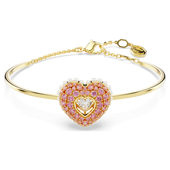 swarovski idyllia bangle crystal pearl heart pink gold tone plated