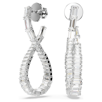 swarovski hyperbola drop earrings infinity white rhodium plated
