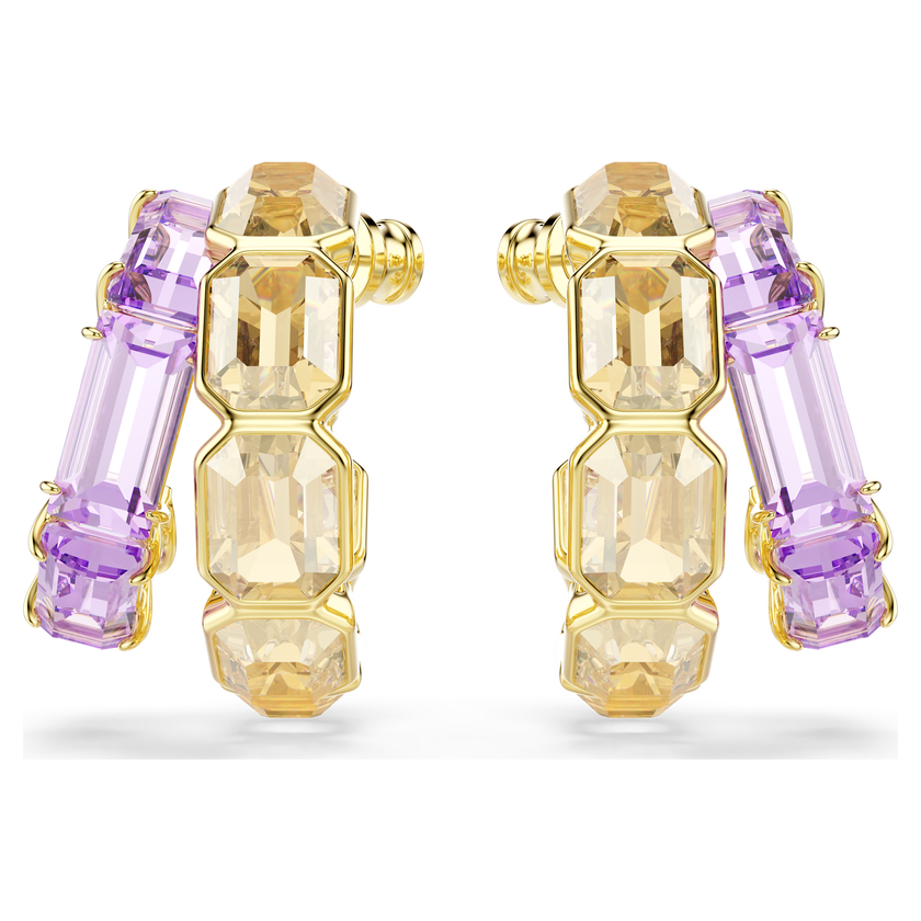 swarovski millenia hoop earrings  mixed cuts  multicolored  gold tone plated