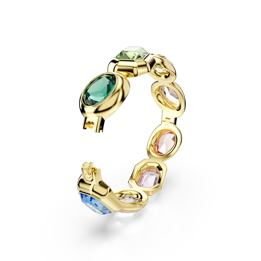 swarovski gema cuff  oversized crystals  mixed cuts  multicolored  gold tone plated