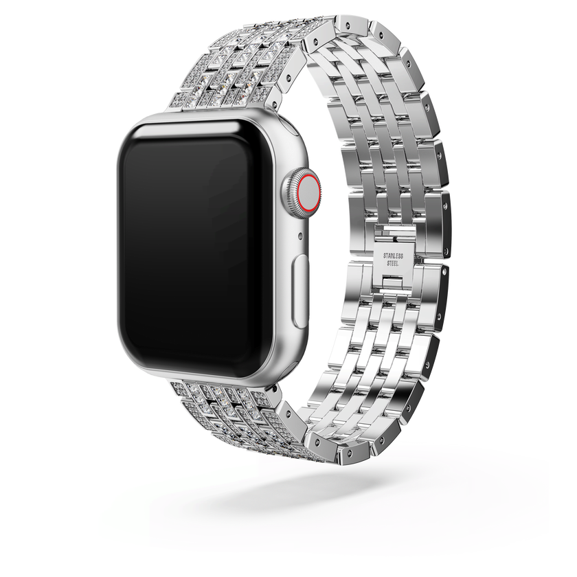 swarovski princess strap  for apple watch  40mm   41mm  silver tone  stainless steel