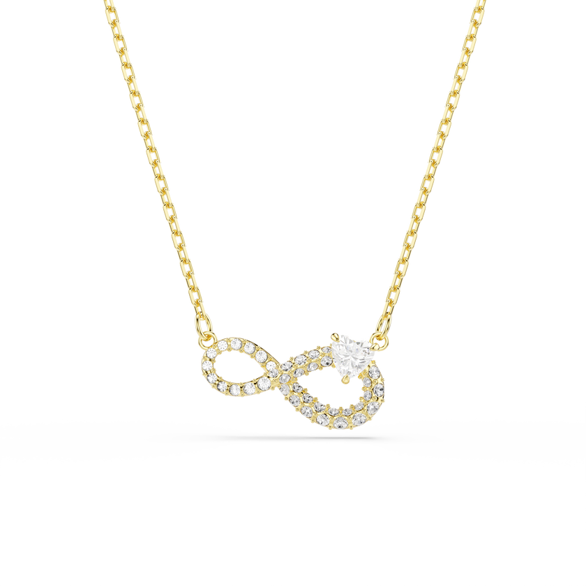 swarovski hyperbola necklace  heart cut  pav   infinity  white  gold tone plated
