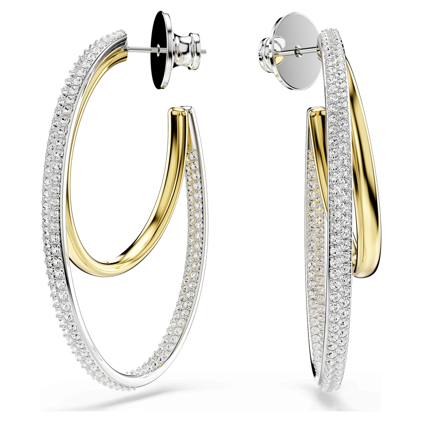 swarovski hyperbola hoop earrings  round cut  medium  white  mixed metal finish