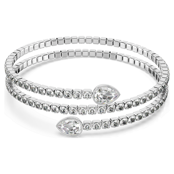 swarovski twisty cuff  mixed cuts  white  rhodium plated