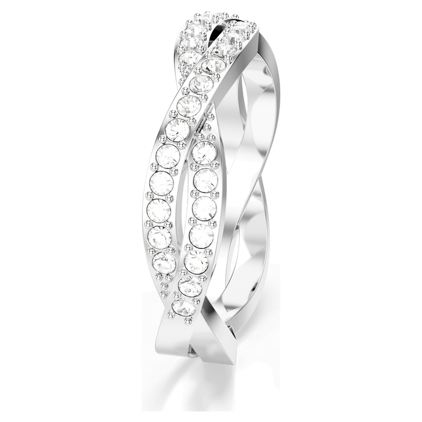 swarovski infinity ring  round cut  white  rhodium plated